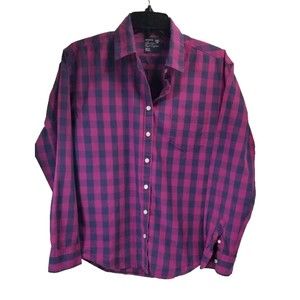 American Eagle Outfitters Women's Blouse Purple & Blue Check Boyfriend Fit XS